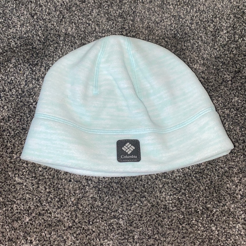 light teal columbia beanie hat thing